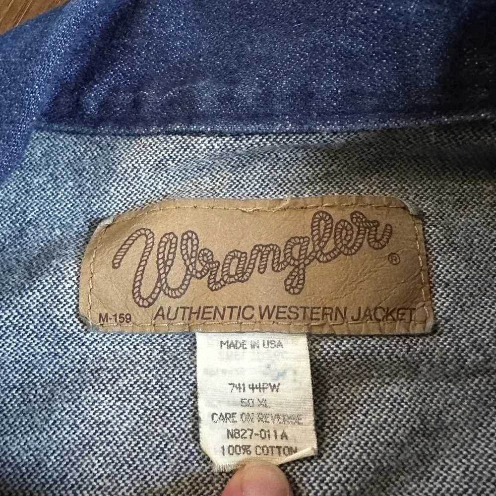 Wrangler Denim Jacket Mens 50 XL Blue 80's Vintage Western Trucker Made in USA